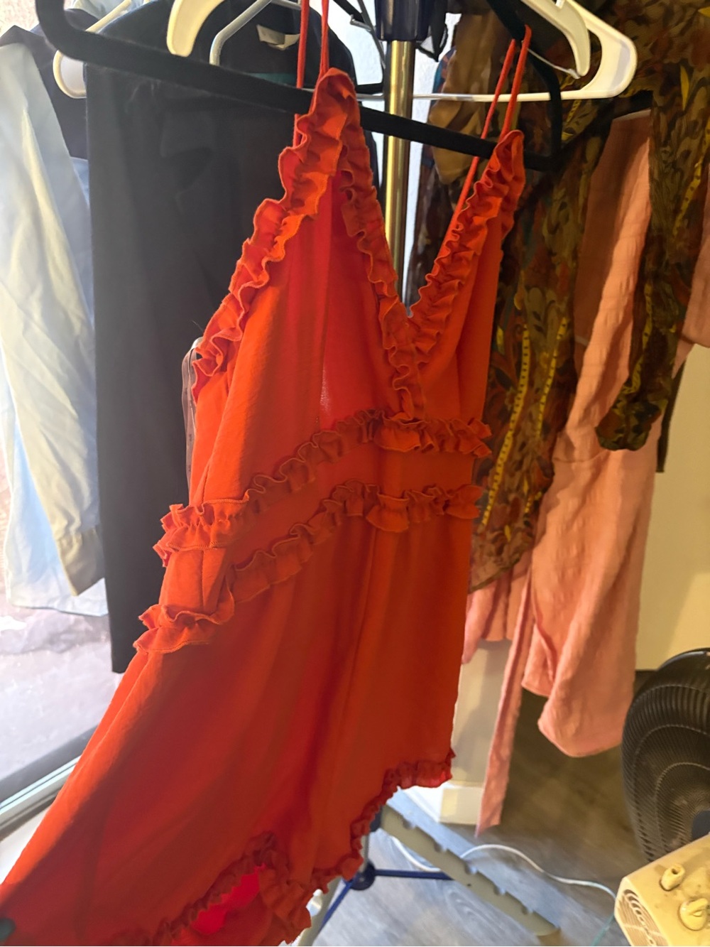 Ruffled Orange V-Neck romper